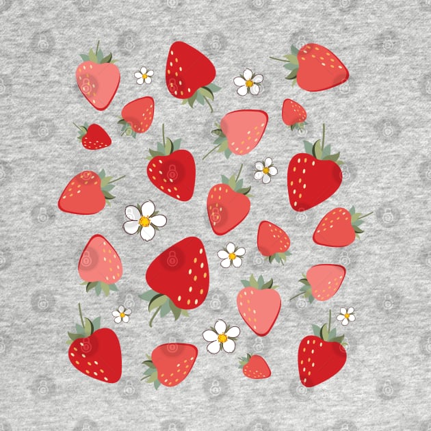Summertime Farm Fresh Strawberry Floral Pattern by figandlilyco